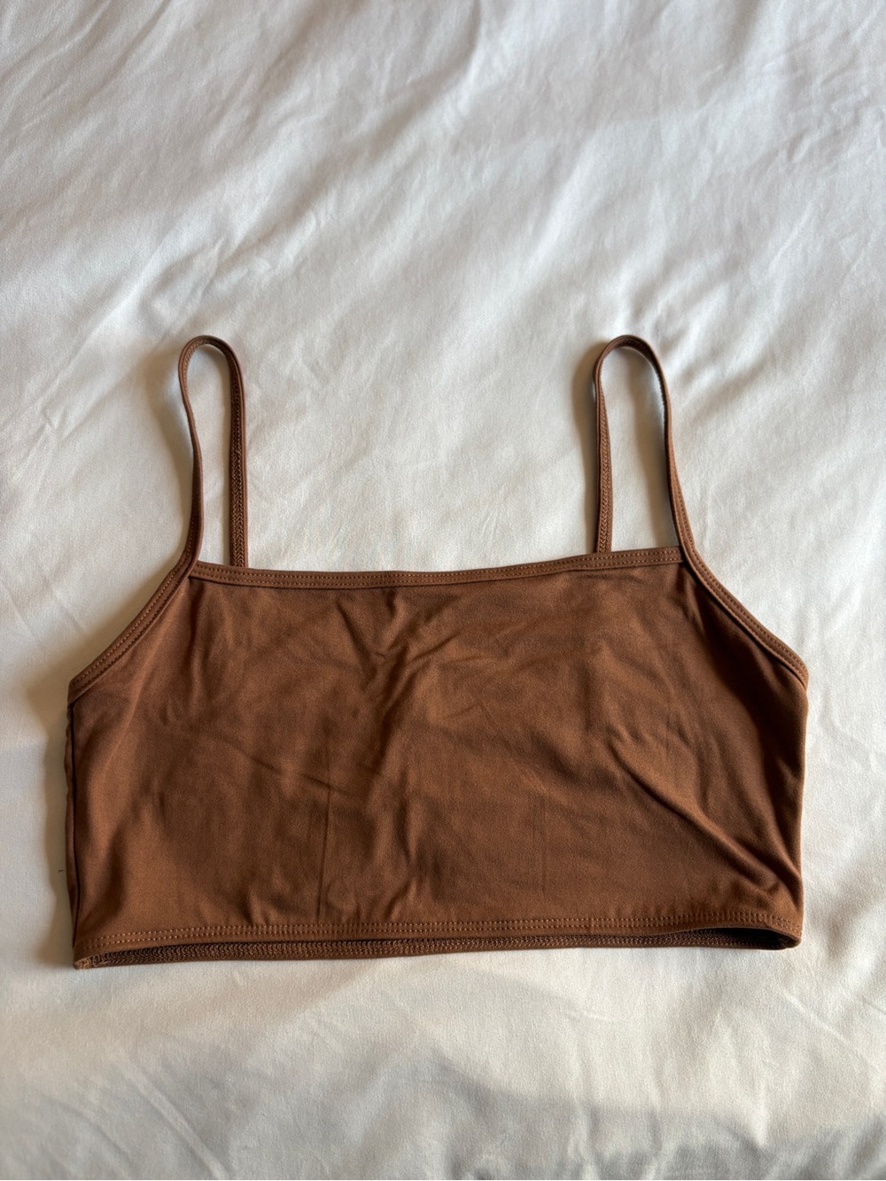 Jova Camel Brown Buttery Soft Unlined Bralette Crop Top Basic Layering